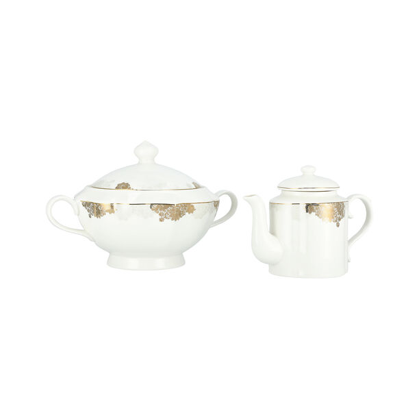 La Mesa gold /grey bone porcelain dinner set 47 pcs image number 2