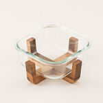 La Mesa glass serving bowl with wooden base 17*17*9.5 cm image number 1