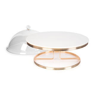 Round Cake Plate With Acrylic Dome And Stand