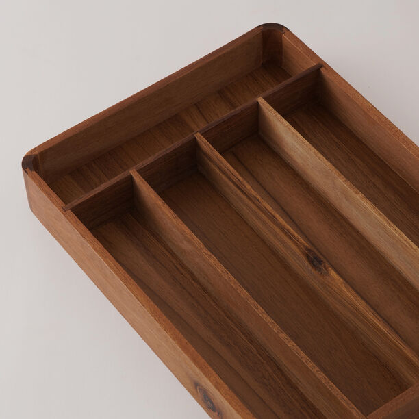 Alberto Acacia Wood Cutlery Box 35.5*25.5*5Cm, Brown image number 2