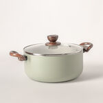 7 Pcs non stick cookware set with glass lid green image number 1