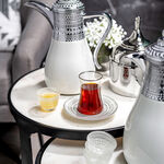 Dallaty white and silver porcelain and glass Tea and coffee cups set 18 pcs image number 6