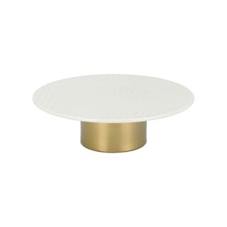 La Mesa white porcelain cake stand with gold base
