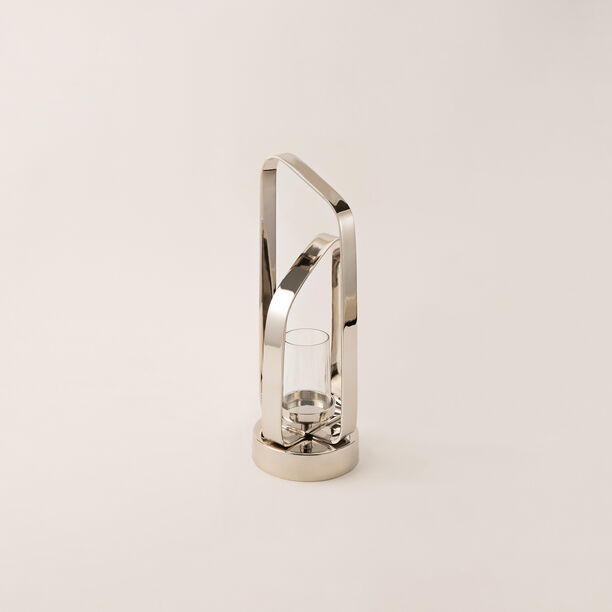 Homez silver stainless steel candle holder 17*17*43 cm image number 0