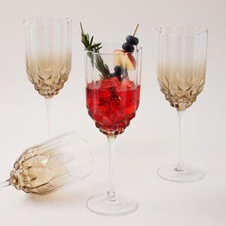 La Mesa 4Pcs Hand Made Glass Juice Glass, Honey 400Ml