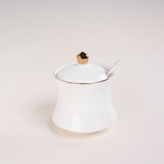 دلتي وعاء سكر بورسلين أبيض