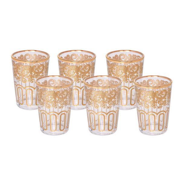 Moroccan Tea Glass Transparent Real Gold Vol:6Oz image number 0