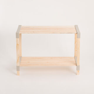 Homez Fixwood 2 Floor Wooden Shelf, Beige45*33*66Cm