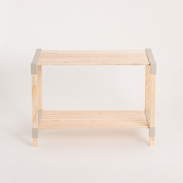 Homez Fixwood 2 Floor Wooden Shelf, Beige45*33*66Cm image number 0