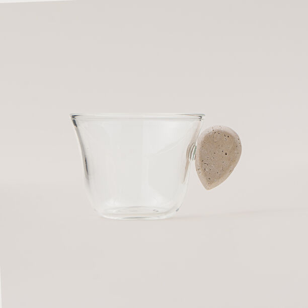 Dallaty 4pcs glass coffee cup set with travertine handles image number 4