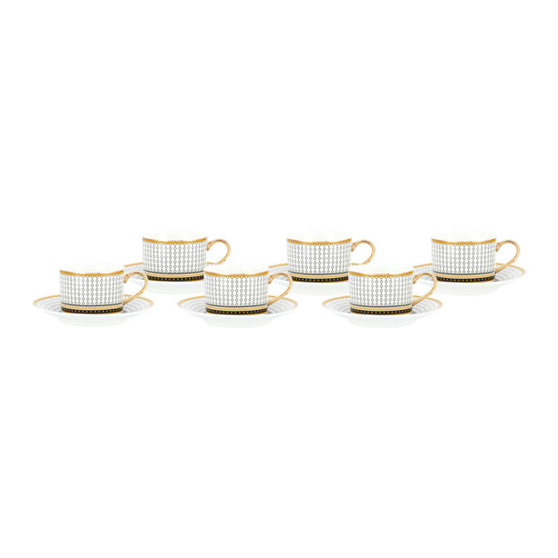 Dallaty white and black porcelain English tea cups set 12 pcs image number 1