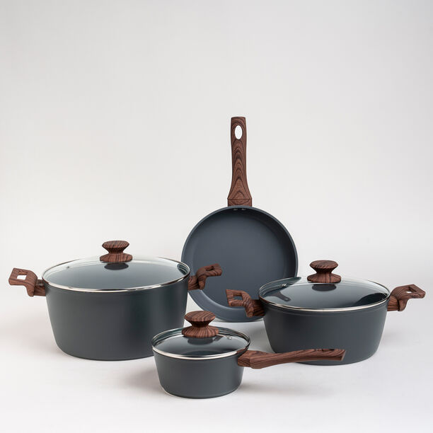 7Pcs Forged Aluminum Cookware Set With Silicone Handles  image number 0