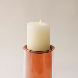 Homez Glass Candle Holder Naseej Collection, 9.5*9.5*16.5Cm, Brown