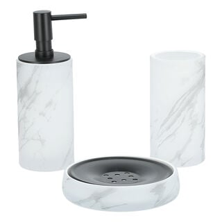 3 Piece Bath Accessories Set Glass Metal Elite Gray