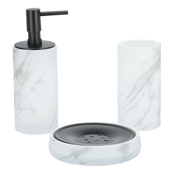 3 Piece Bath Accessories Set Glass Metal Elite Gray image number 1