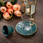 Arabic Tea and Coffee Set 18Pc Porcelain Mattglow Green image number 5