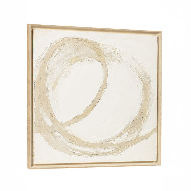 Homez wall art framed canvas wood, beige 80*80cm image number 2