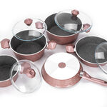 Alberto 9 Pieces Diamond Granite Cookware Set With Glass Lid Rose Color image number 3