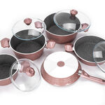 Alberto 9 Pieces Diamond Cookware Set With Glass Lid Rose Color image number 2