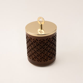 La Mesa meduim wooden container in gold 12*12*20 Cm