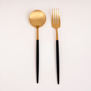 La Mesa Cutlery Set 16 Pieces Gold And Black Casa Blanca