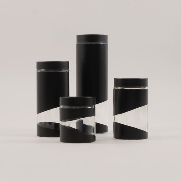 Alberto 4pcs glass canister set, black image number 0