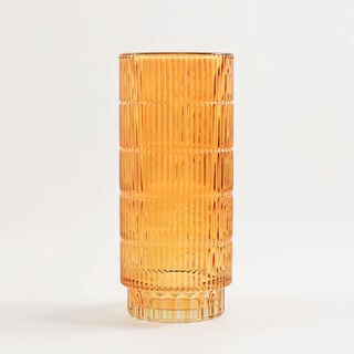 Homez glass ribbed vase 15*15*34.3cm, Orange
