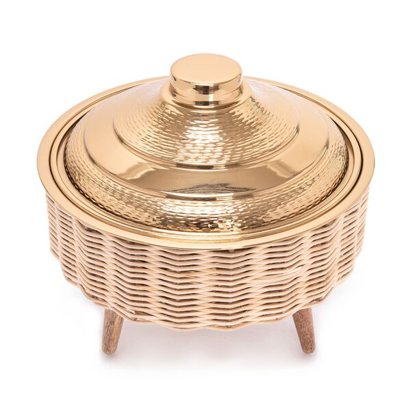 Large Bamboo Basket With Jar Gold image number 2