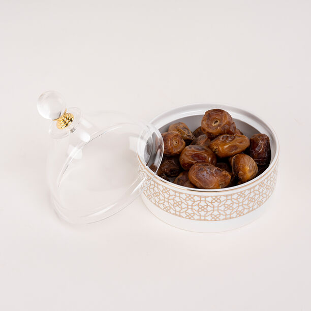 Dallaty white porcelain date bowl with lid 12.6*12.6*14 cm image number 0