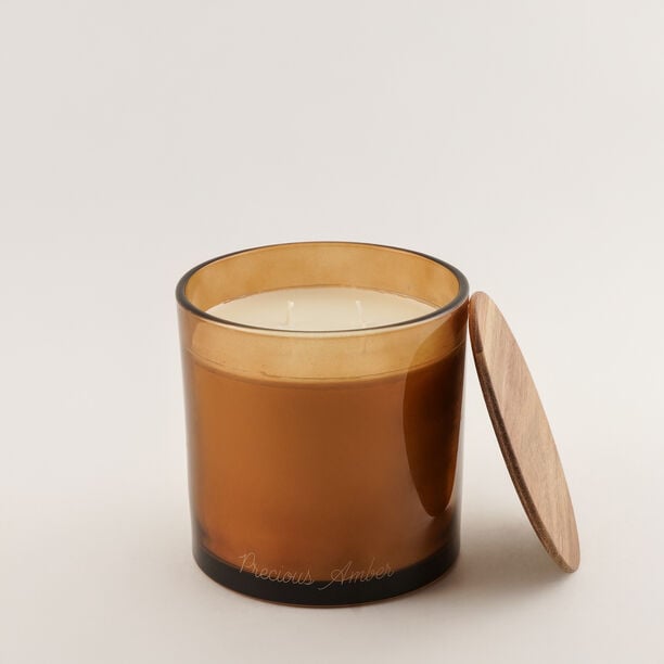 شمعة معطرة في وعاء زجاجي برائحة العنبر الفاخر 1300 جرام image number 3