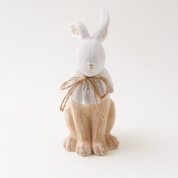 Homez Resin Woodcarved Rabbit With Hemp Rope, Beige 16.5*10.5*26Cm image number 0