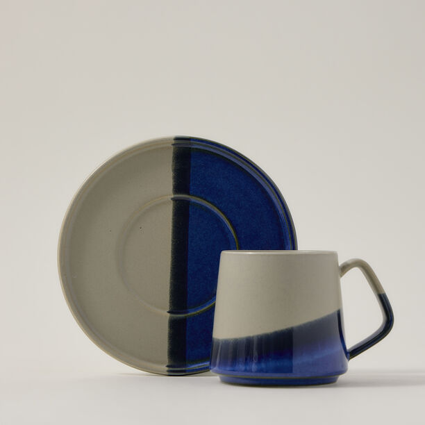Grey and blue porcelain English tea cups set 13 pcs image number 1