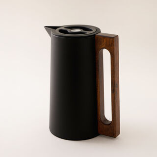 Dallaty Steel Vacuum Flask Flask With Wood Handle 1L, Black