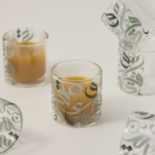Dallaty green glass Saudi coffee cups 6 pcs