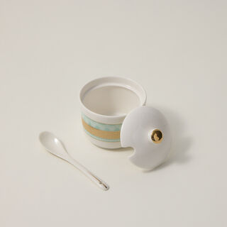 Dallaty white with fayrouz and gold prints Tea and coffee cups set 28 pcs