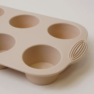 Alberto silicone muffin cake mould, 6 cups 29.8*18*3.9cm, cream