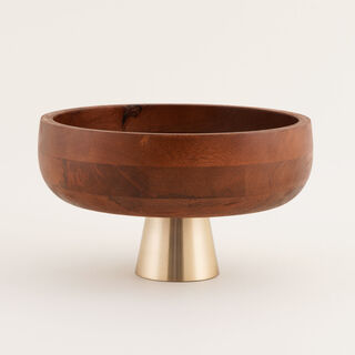 لا ميسا وعاء تقديم خشبي بقاعدة معدنية 25.5 سم