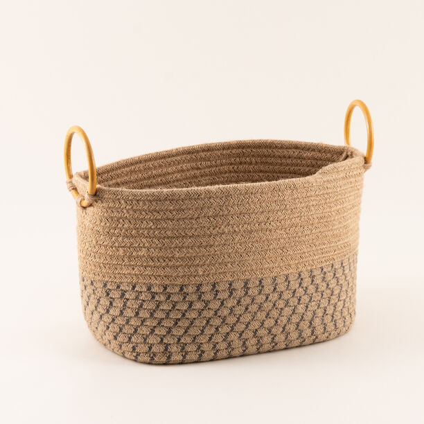 Homez jute storage basket woven 36*26*26cm, beige image number 0