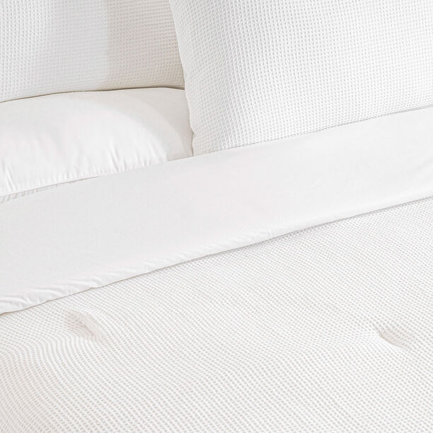 Boutique blanche cotton waffle comforter set 3pcs king 240*220cm, white image number 2