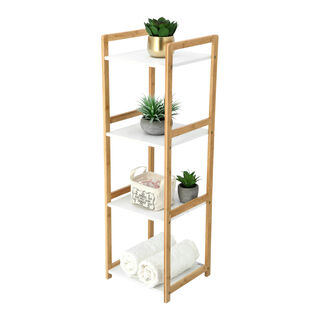 4 Tiers Bamboo Mdf Shelf White