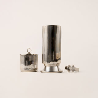Mawaddah silver stainless steel oud burner & container set 9*9*20 cm