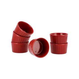  6 Pcs Ceramic Ramekin Set Red
