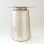 Homez gold side table glass and marble 54*48*48cm image number 1