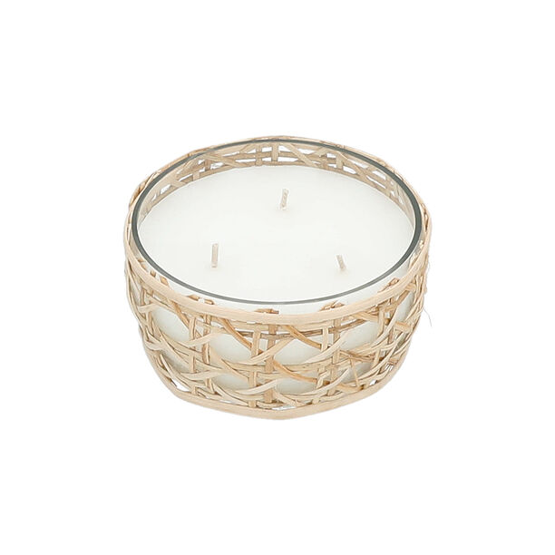 Glass Jar Candle With Rattan Oud Gold Fragrance 12*7 cm image number 2