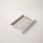 Dallaty White Wooden 2Pcs Tray Set, Large And Small, Brown Patterned image number 2