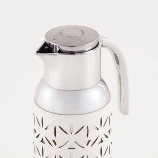 "Dallaty stainless steel vacuum flask with patterned leather touch, light beige 1.3L