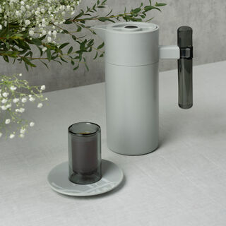 Dallaty grey porcelain and glass Tea and coffee cups set 18 pcs