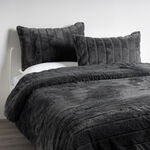 Cottage carved faux fur twin comforter set 150*220Cm, black image number 0