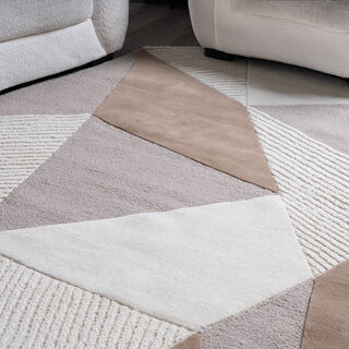 Homez Hand Tufted Wool Rug Beige/Multi Wool