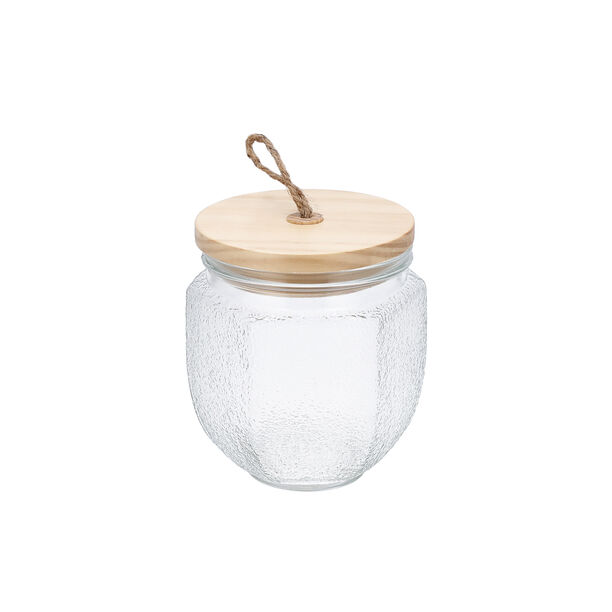 GLASS STORAGE JAR with wooden image number 1